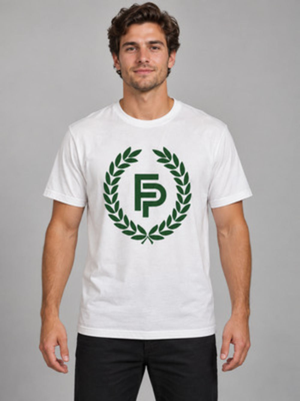 Flint Park White Green Laurel Logo Crewneck T Shirt Mens Small S